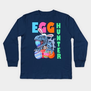 Kids Easter Dinosaur Bunny T Rex Boys Girls Egg Hunter Gift Kids Long Sleeve T-Shirt